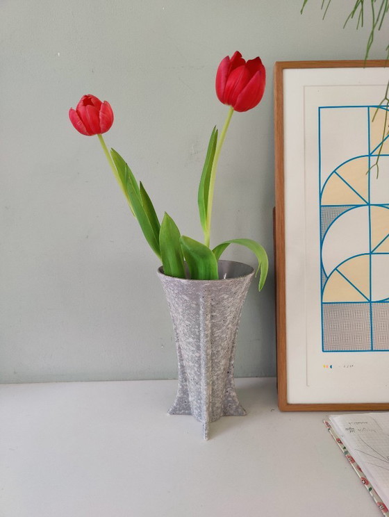 Image 1 of Faux granite postmodern vase with pink tones - Italian 1980s