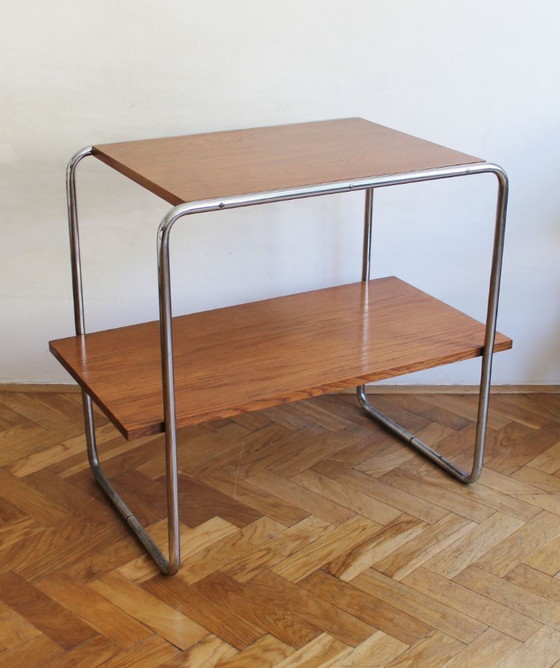 Image 1 of Modernistische bijzettafel van buisvormig staal uit de jaren 30 | Stijl van Marcel Breuer