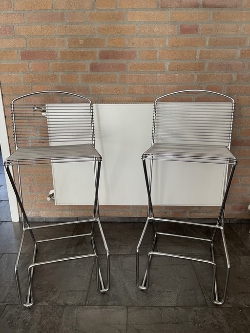 2 st postmodern bar stool in chromed metal 80s
