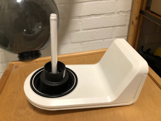 Image 1 of 2x Lampada da esterno Philips a sfera diametro 28 cm, sfere (trasparenti) su staffe da parete in metallo bianco