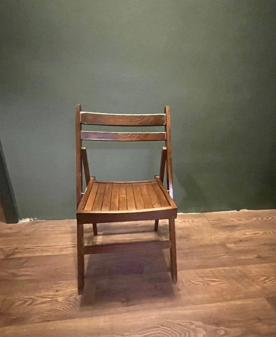 Image 1 of Set von 2 original italienischen Vintage Klappstühlen aus Massivholz 