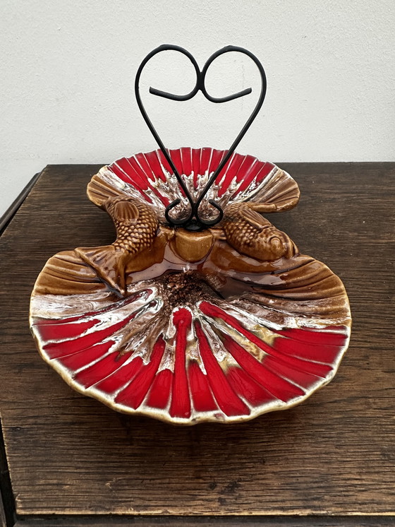 Image 1 of Serviteur à Hors D'œuvres Vintage Céramique Barbotine attribué Vallauris