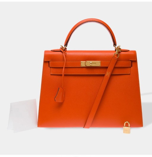 Sac HERMES Kelly 32 en Cuir Orange - 103499