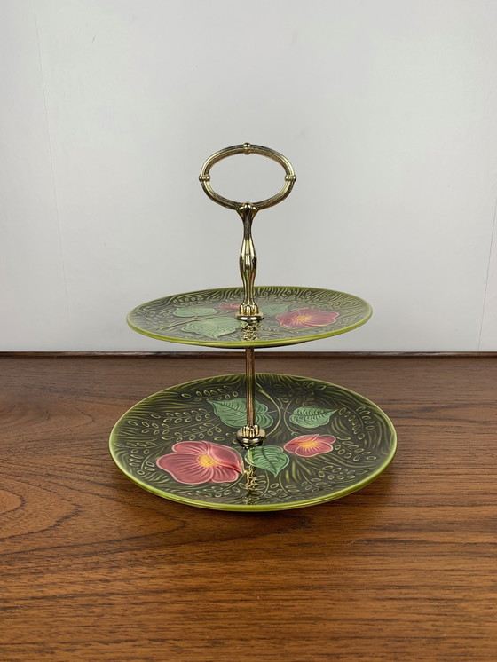 Image 1 of Vassoio/piatto in maiolica a due livelli, Sarreguemines, inizio XX secolo