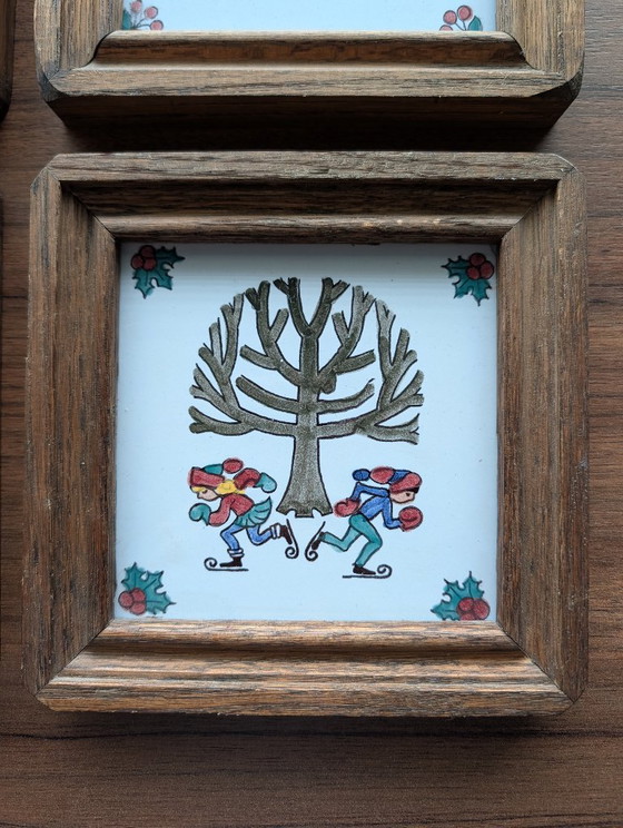 Westraven Ceramics (4 tiles) The Four Seasons – Wall decoration, Wood (photo 2 of 7)