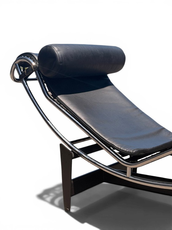 Image 1 of Authentic Cassina LC4 Chaise Longue by Le Corbusier - Black Leather (Serial N°114715)