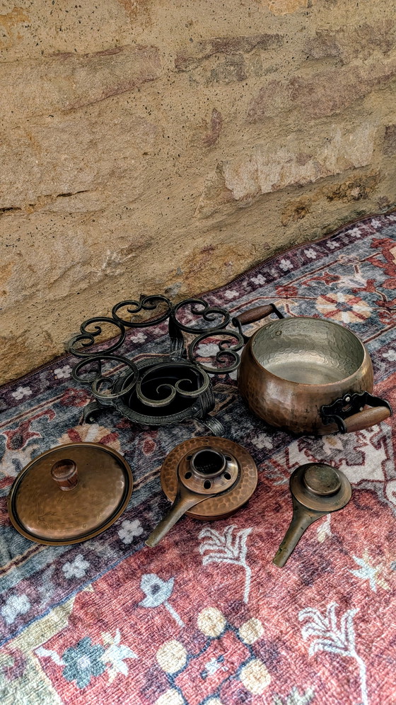 Image 1 of Set da fonduta NELSI in rame martellato, Souillac, Francia