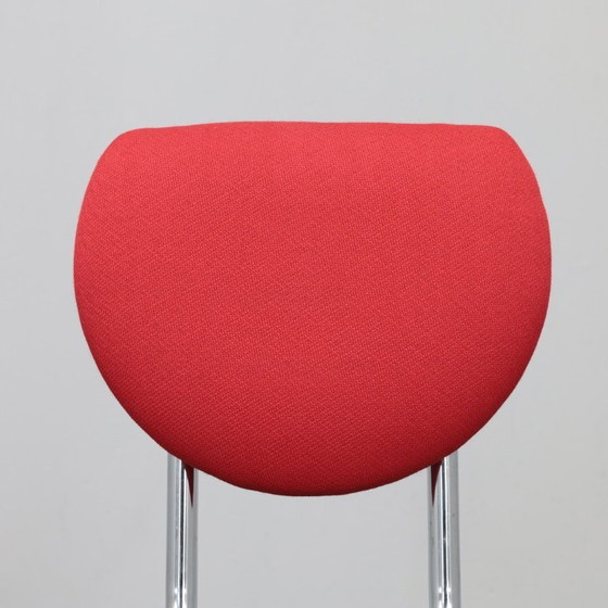 Image 1 of Set di 4 sedie pieghevoli postmoderne in cromo e lana, Italia, anni '90