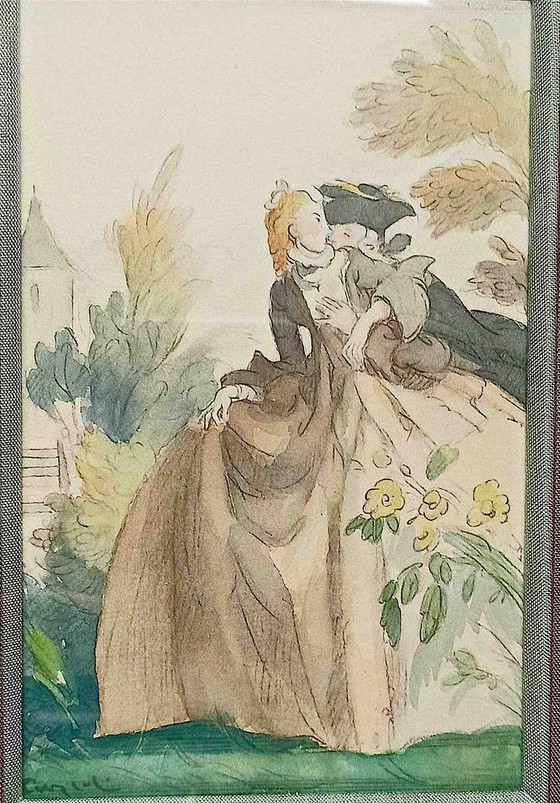 Coppia di acquerelli e gouache originali di Ferdinand Fargeot 1946 – Arte, Vetro, Carta (photo 4 of 5)