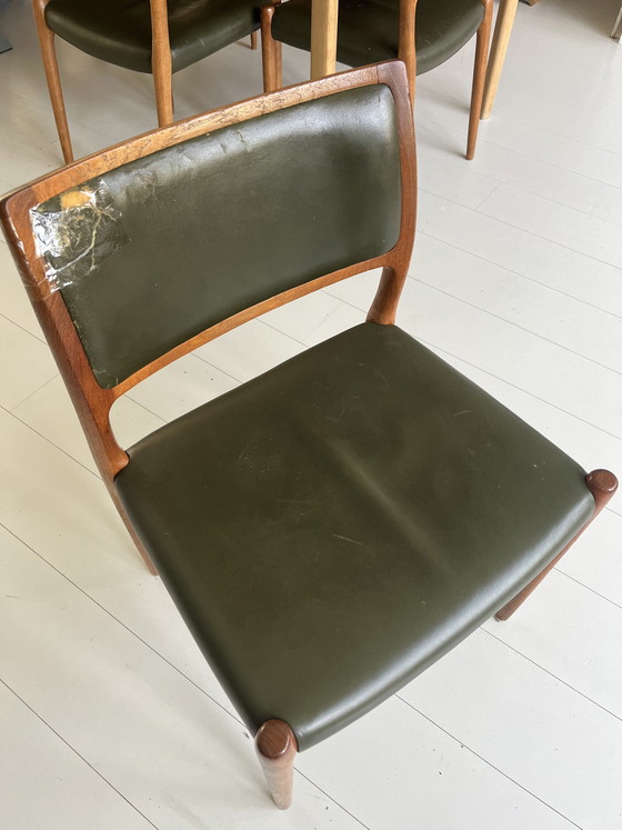 Image 1 of 6 Vintage Niels Otto Moller model 80 chairs for J.L. Møllers