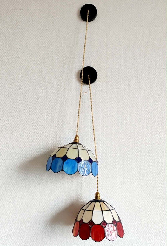 Image 1 of 2x Tiffany-Pendelleuchten im Art-déco-Stil