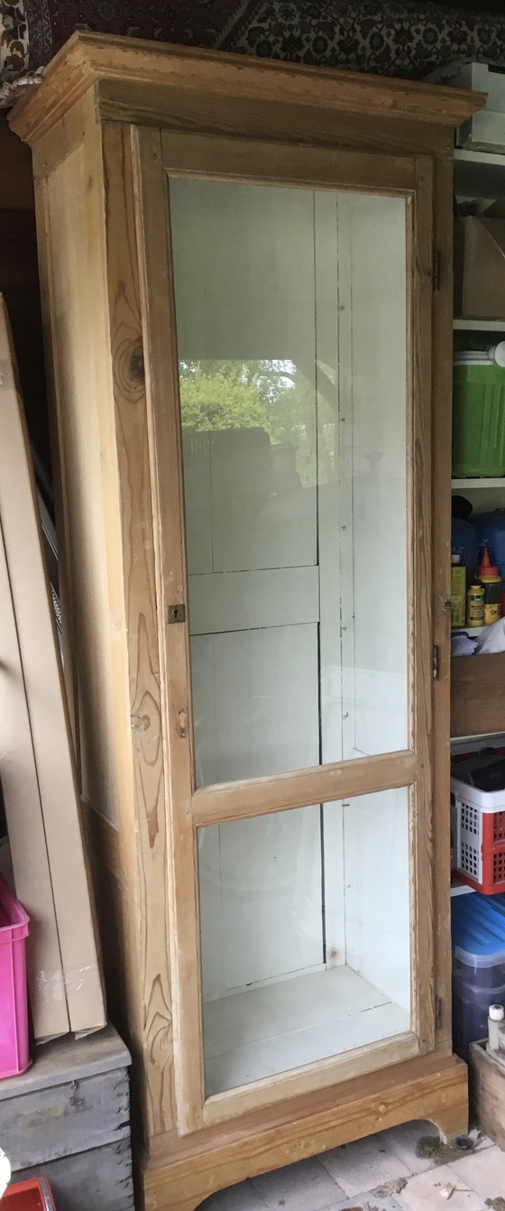 Image 1 of Pine Display Cabinet With 7 Glass Shelves