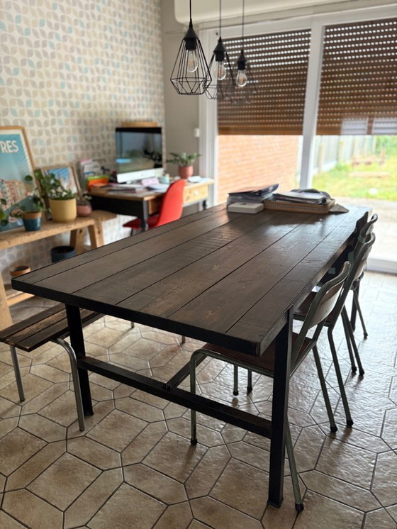 Image 1 of Mesa industrial en madera y acero