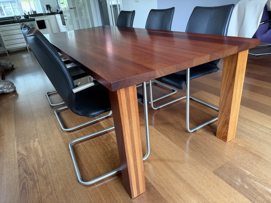 Image 1 of Massief hardhouten bloktafel 240x110 - Poten verplaatsbaar