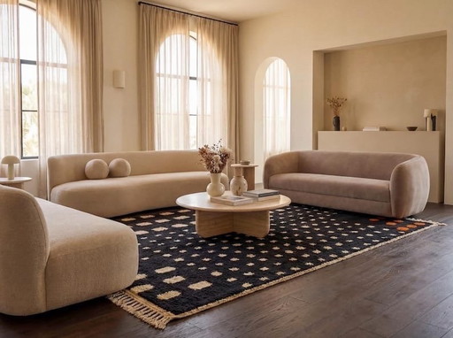 Tapis berbère en laine pure traditionnelle 2/3 m