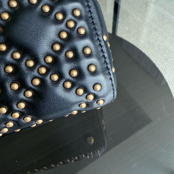 Image 1 of DIOR LADY MEDIUM FLAP - MET STUDS, CANNAGE-PATROON, ZWART, GOUDEN BESLAG