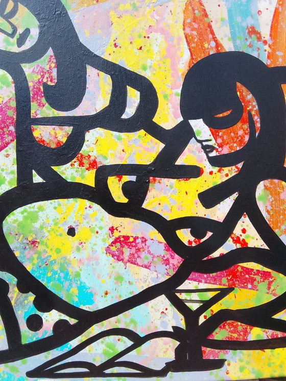 Image 1 of Acrylic painting "rainbow beach" 100x100cm