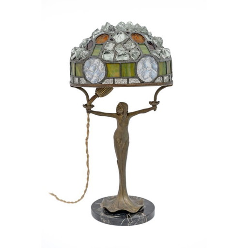 Lampe de table française Art Nouveau "style Tiffany", années 1930