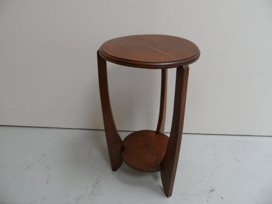 Art Deco oak round side table – Wood (photo 7 of 9)