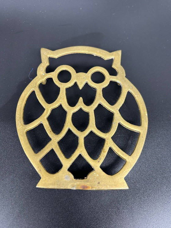 Image 1 of brass owl trivet