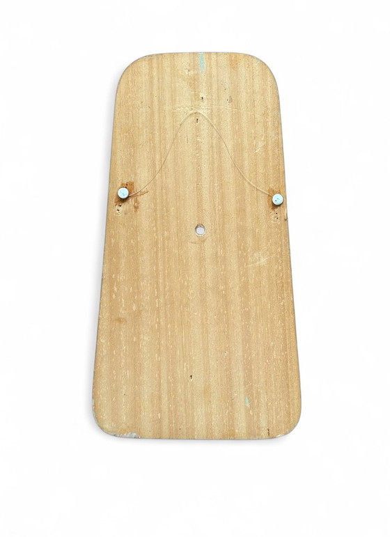 Image 1 of Messing zeemeermin op teakhouten achtergrond Deens design