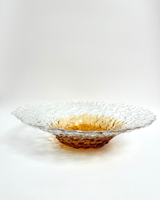 Set of 2 vintage textured glass bowls