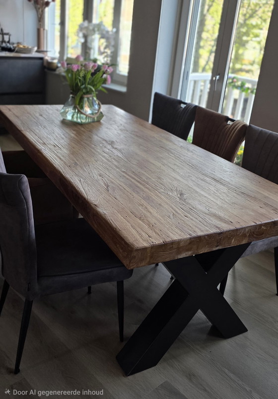 Image 1 of Massief teakhouten eettafel 220 x 100 x 077