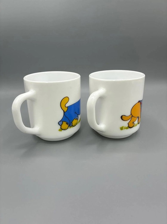 Paar Arcopal-Becher – Haribo-Maskottchen-Hund-Design – Opalglas – 80er Jahre – Geschirr, Retro (photo 5 of 6)