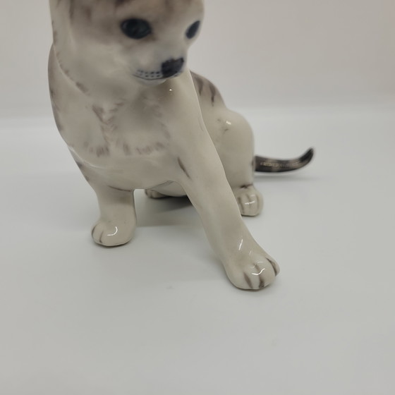 Image 1 of „Katzen“-Figur, emailliertes Porzellan, Lladró-Stil, 20. Jahrhundert – Spanien