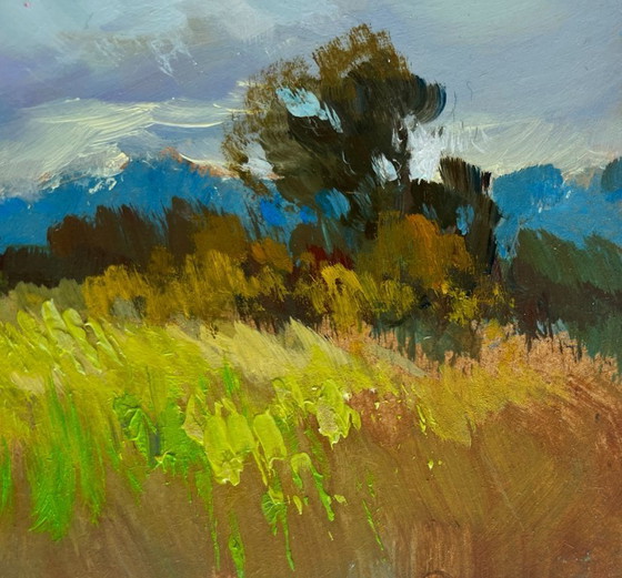 Image 1 of Original Oil Painting Summer Field Landscape Summer meadow glade