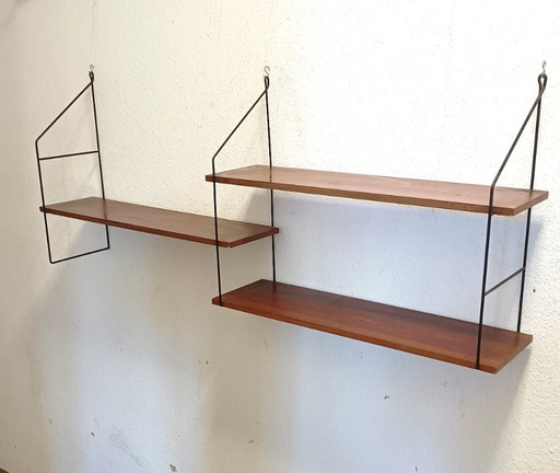 Scaffale da parete anni '50 con più ripiani