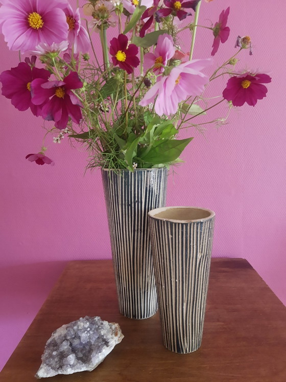 Magnifico set di Vasi decorativi in ceramica Mid-Century anni '50, Design Vintage Fatto a Mano (photo 9 of 12)