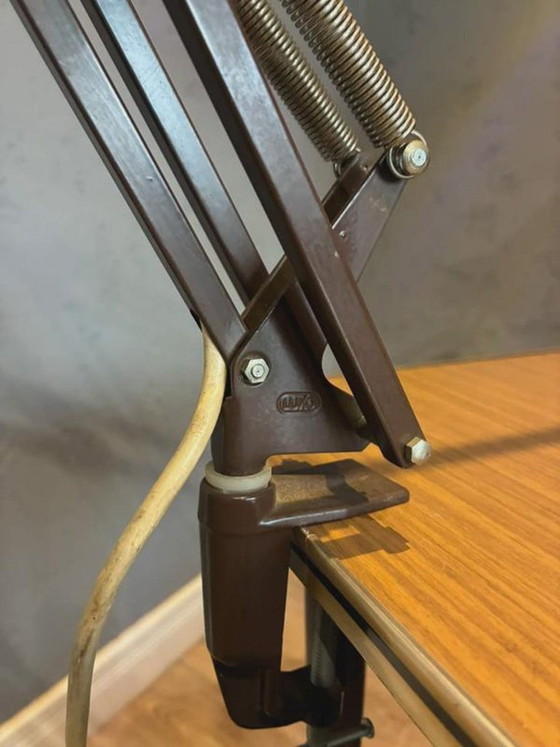Lampada da tavolo da architetto Luxo L-1 di Jacob Jacobsen, marrone, anni '60, Lampade da tavolo, Metallo, 1960 (foto 7 di 8)