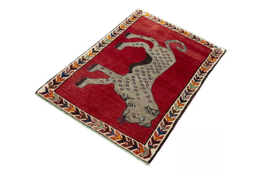 Hand-knotted Gabbeh nomadic rug - 125 x 86 cm - tiger motif