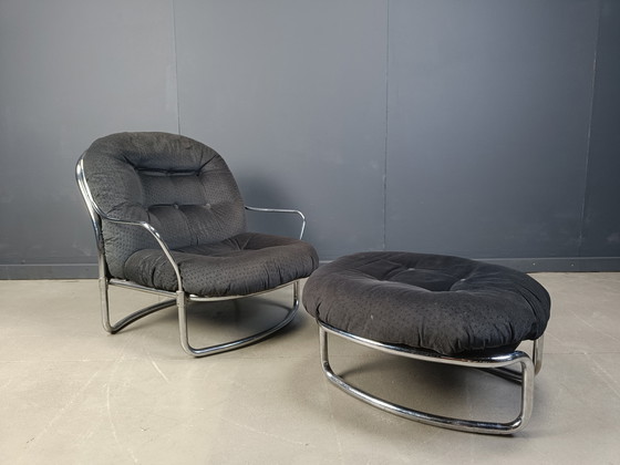Image 1 of Sillón con taburete modelo 915 de Carlo de Carli para Cinova, década de 1970