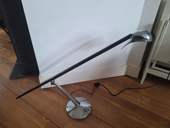 Image 1 of Postmoderne Bluebird-bureaulamp van Jorge Pensi - eiken en chroom - jaren 1990, Spanje