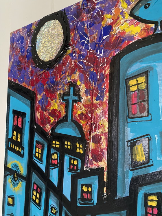Painting „Stairs to Whom? Mixed Media 75x110cm Neo Expression – Paintings & Drawings, Canvas (photo 5 of 6)