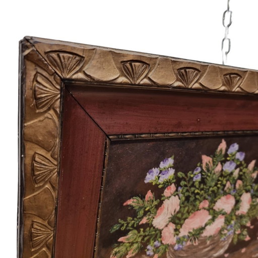 Vintage olieverf schilderij bloemen H. Storm