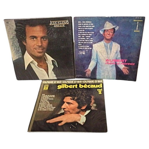 Konvolut von 3 Vinyl-Schallplatten – Verschiedene Musikstile: G. Bécaud, Julio Iglesias – 2Y28