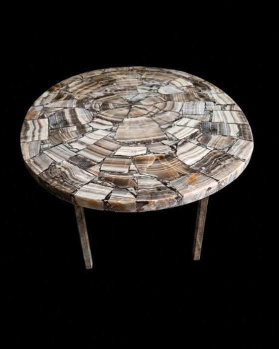 Mesa de diseño Chale para adolescentes, marquetería de ónix, circa 1970. – Ado Chale, Mesas de centro, Metal (photo 2 of 5)