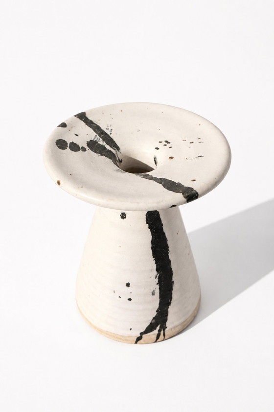 Image 1 of Bougeoirs en céramique rares, style postmoderne, à décor éclaboussé, de Karsten Nielsen KN, Danemark