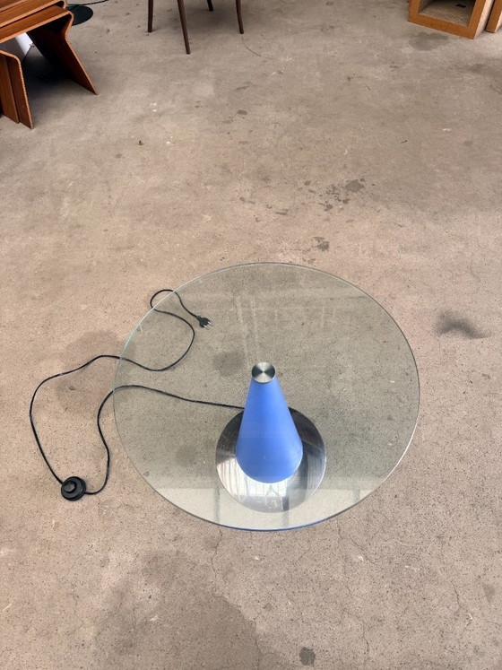 Tavolino/lampada Birillo, Parisotto for Fontana Arte, Tavolini, Cromo, Plastica, Blu, Modern (foto 7 di 12)