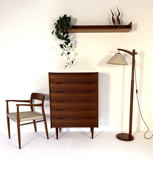 Vintage teak fishing rod lamp, Hustadt Leuchten '70