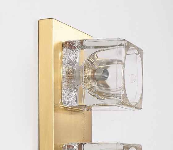 Image 1 of Peill & Putzler ice cube brass and glass wall or ceiling lamp