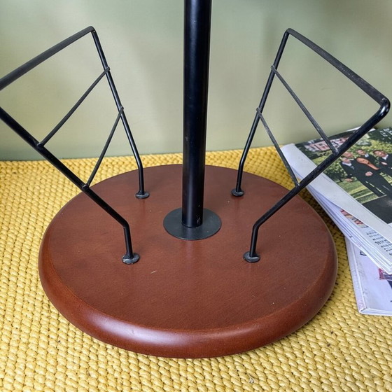 Image 1 of Portuguese Vintage Postmodern Style Functional Wooden Side Table With Magazine Rack
