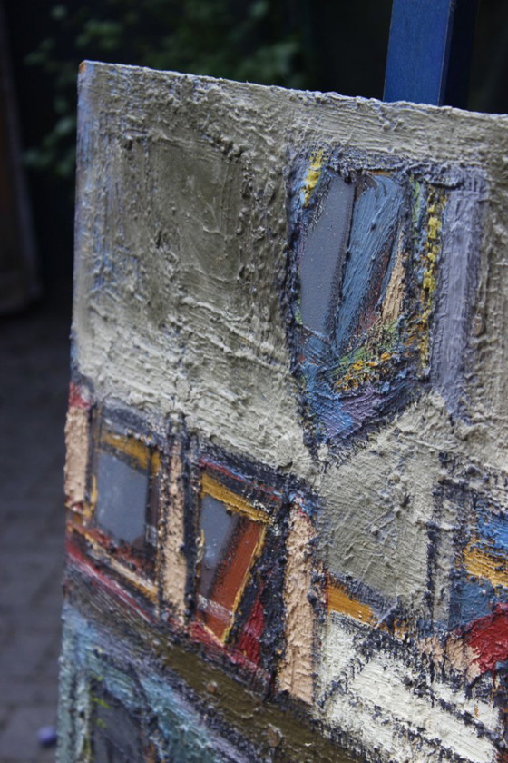 Image 1 of Jean Besnard (1922-2007) Huile Sur Panneau Abstraction Architecturale 1972