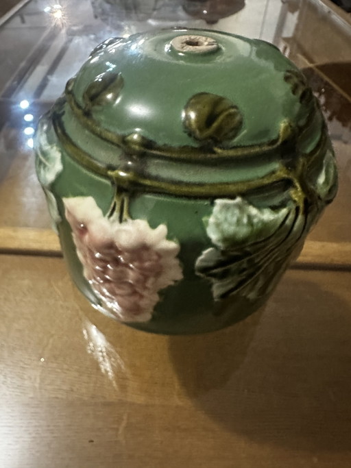Art Nouveau lamp element in glazed ceramic with vine decoration, France, early 20th century – hanglampen (photo 2 of 13)