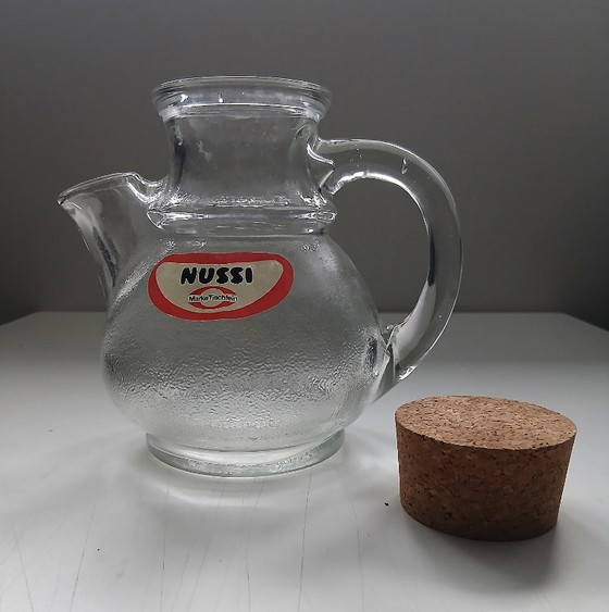 Vintage 60s German nut jar / dispenser Nussi (by WMF), Marke Tischfein, Glass & Decanter, Cork, Glass (photo 3 of 9)