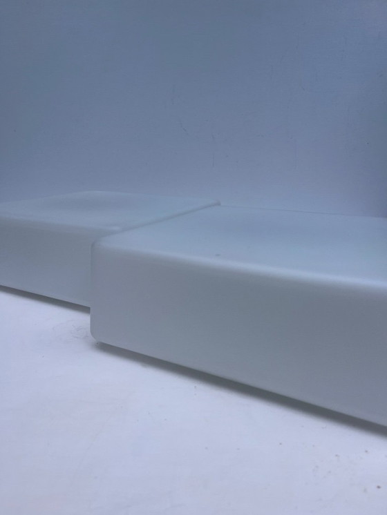 Image 1 of 2x vintage RZB witte matte melkglazen vierkante plafonniere