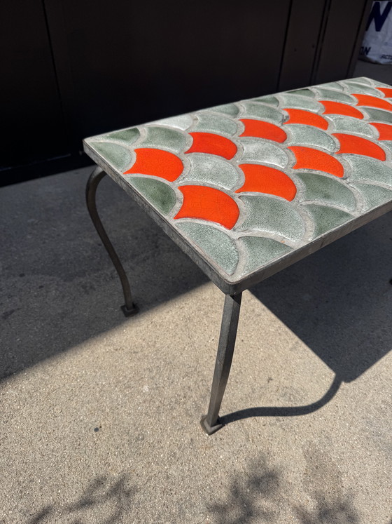 Image 1 of 1950s ceramic coffee table with scale pattern